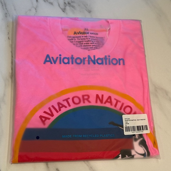 AVIATOR NATION Neon Pink Venice, CA Boyfriend Tee Short Sleeve l Top | Size XL - Picture 2 of 2